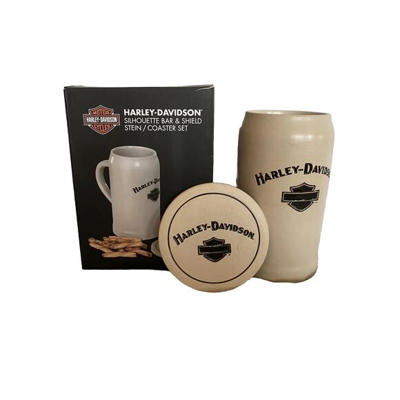 NIB Harley Davidson Silhoutte Bar and Shield Stein/Coaster Set - Picture 1 of 9